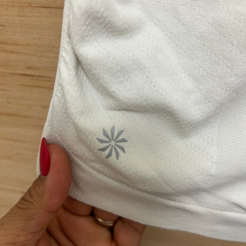 Athleta Speedlight Tank White Ruched Seamless Racerback Running Top Large - Picture 3 of 7